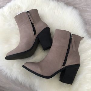 Taupe suede ankle booties